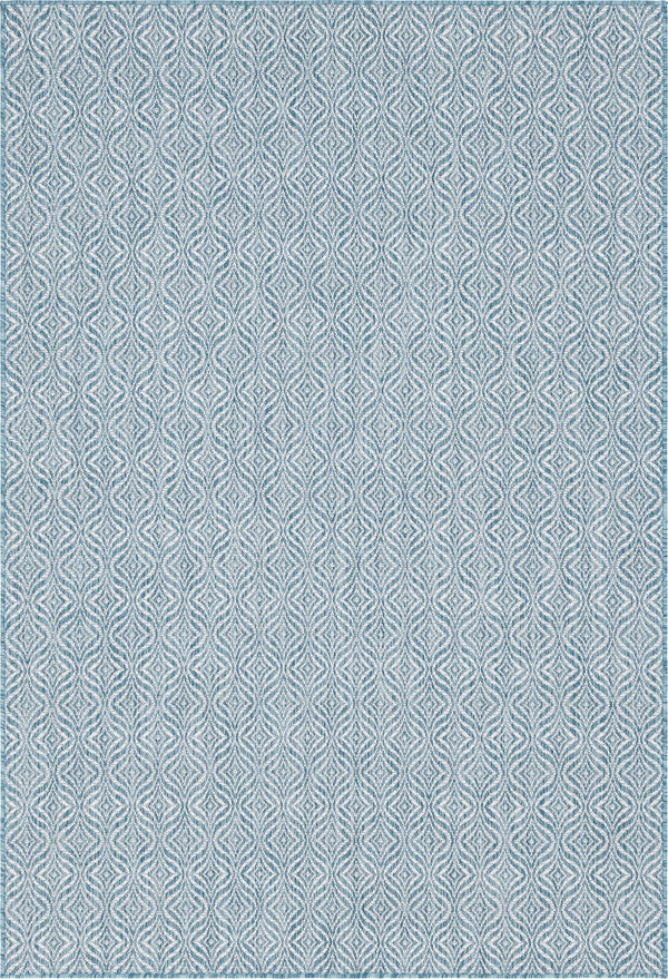 Unique Loom Outdoor Trellis Deco Trellis Machine Made Trellis Rug Aqua, Ivory 6' 1" x 9' 0"