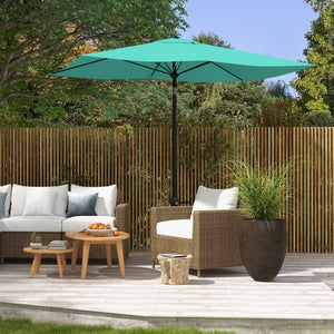 English Elm Outsunny 6.5' X 10' Rectangular Market Umbrella With Crank, Tilt & Uv Protection For Your Patio W2225P200817-GIGA