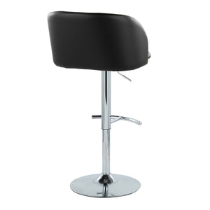 English Elm Adjustable Swivel Barstools with Chrome Base and Faux Leather Seats for Kitchen or Bar Set of 2 B202S01970