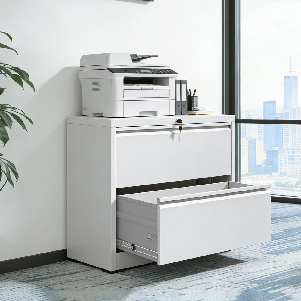 English Elm Lateral Steel Filing Cabinet Two Drawer Locking Anti-tip Home Office Storage W2735P428819