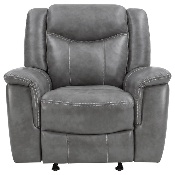 English Elm Encino Light Grey Upholstered Glider Recliner with Padded Arms, Leatherette Comfort & Modern Elegance B062P331086