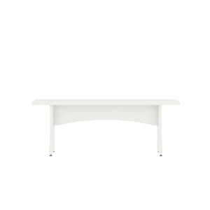 English Elm Coney Dining Bench with Curved Silhouette and 550 lb Capacity, Sleek MDF Frame for Modern Homes White B365P398210