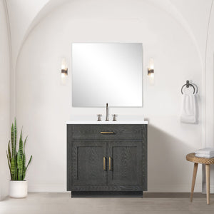 English Elm Black Oak Single Bath Vanity With Cultured Marble Top - Elegant 36" W X 22" D Fully Assembled Design B2731P260809