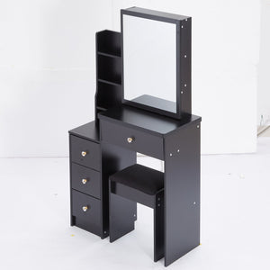 English Elm 29.2" Elegant Small Space Vanity Table With Sliding Mirror & Cushioned Stool, Stylish Storage Solution W936P226030