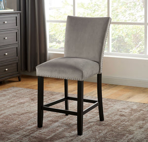 English Elm Attractive Transitional 2pc Side Chairs Set with Padded Flannelette Seats and Nailhead Trim, Stylish Dining Seating Black,Light Gray 46 L x 17 W x 24 H B011P246278