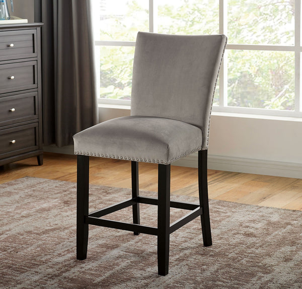 English Elm Attractive Transitional 2pc Side Chairs Set with Padded Flannelette Seats and Nailhead Trim, Stylish Dining Seating Black,Light Gray 46 L x 17 W x 24 H B011P246278