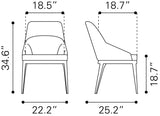 Ayr Dining Chair - Set of 2 Tan 110127 Zuo Modern