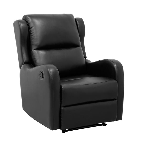 English Elm Black Reclining Chair Durant Collection Faux Leather Single Recliner Pull-Tab Comfort Seat, 30x38x41" B011P294664