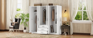 English Elm 6-doors Mdf Wardrobe with Large Drawers Streamlined Bedroom Storage Modern Design White N820000010K