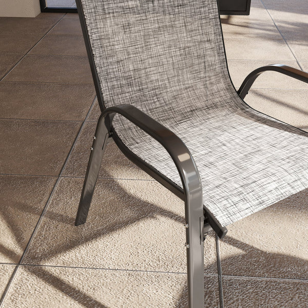 English Elm Stackable Outdoor Dining Chairs Set of 4 Mesh Back Patio Seating with Steel Frame T3971P444933