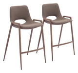 Desi Counter Stool - Set of 2 Brown & Walnut 109732 Zuo Modern