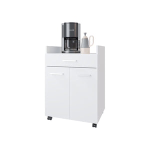 English Elm FM Burnside Kitchen Cart White – Compact 2-Door 1-Drawer Storage with Open Shelves, Scratch-Resistant Surface B128P301404