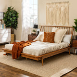 English Elm Walker Edison - Mid-Century Modern Solid Wood Queen Platform Bed Frame With Spindle Headboard - Caramel