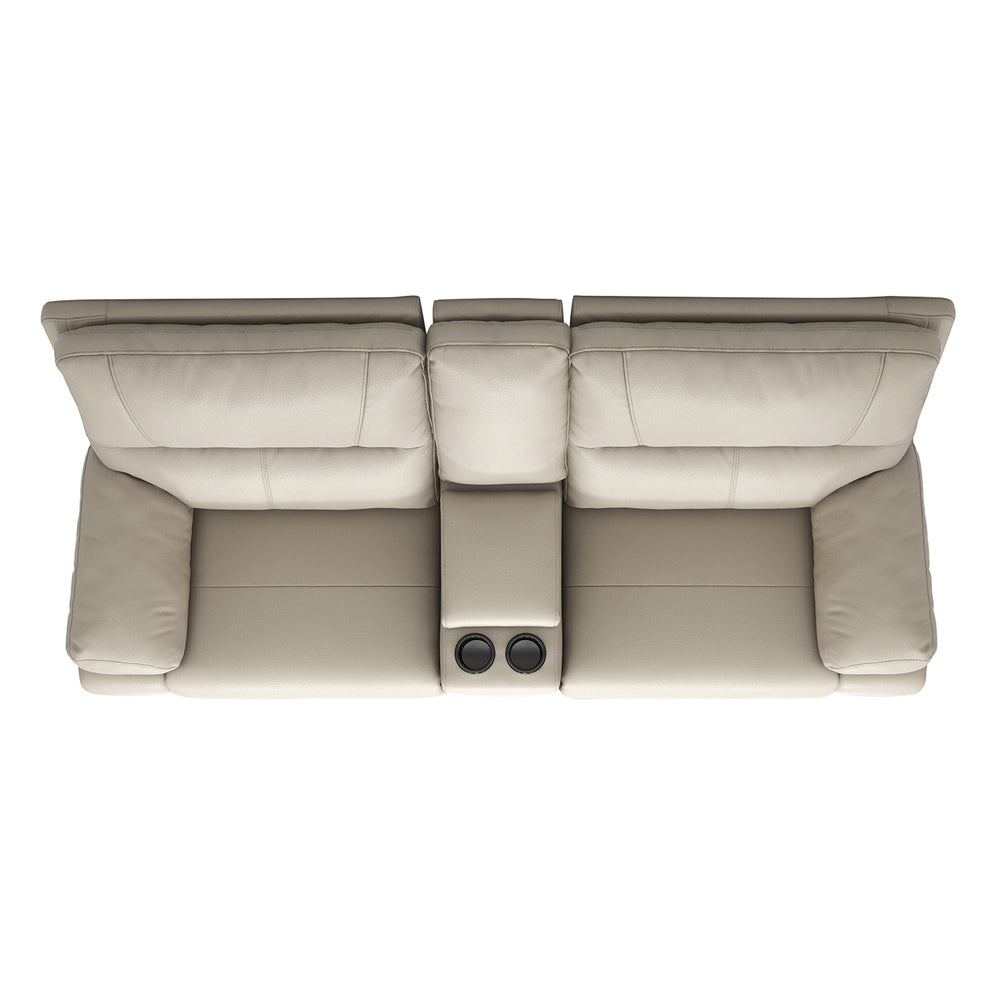 English Elm Jennifer Taylor Home - Malibu 79" Modern Power Motion Reclining 3-Piece Loveseat Sofa with Console, Cup Holders, Beige B2719P269268
