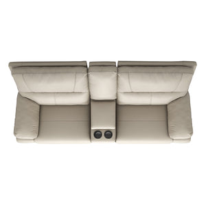 English Elm Jennifer Taylor Home - Malibu 79" Modern Power Motion Reclining 3-Piece Loveseat Sofa with Console, Cup Holders, Beige B2719P269268