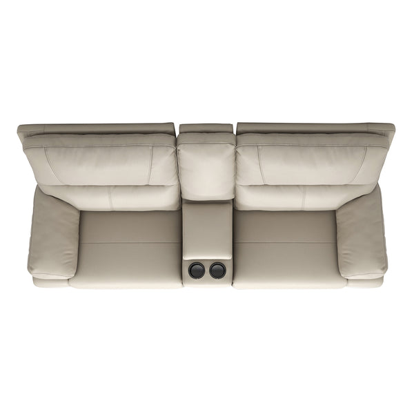 English Elm Jennifer Taylor Home - Malibu 79" Modern Power Motion Reclining 3-Piece Loveseat Sofa with Console, Cup Holders, Beige B2719P269268