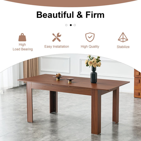 English Elm Extendable Drop Leaf Dining Table Walnut Finish Solid Wood Legs Modern Design W3875P402469
