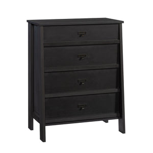 English Elm 4-Drawer Chest In Sleek Black Finish - Modern Farmhouse Storage Solution With Smooth Functionality B356P367864