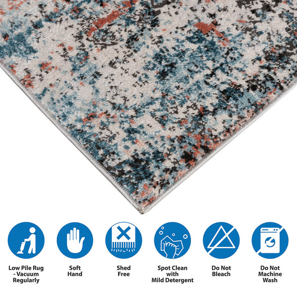JLA Home Madison Park - Abstract Multicolor Area Rug with Medium Soft Cut Pile, Machine-Woven Modern Design for High-Traffic Rooms 84 L x 63 W x 0.5H MP35-7552