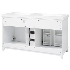 English Elm [video] 60 Inch Freestanding Bathroom Vanity Dual Resin Sinks Soft Close White Cabinet N759S351759K