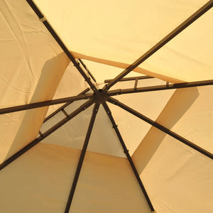 English Elm Gazebo 10x10 Steel Frame Vented Double Canopy with Zippered Privacy Curtains Outdoor T3971S00013
