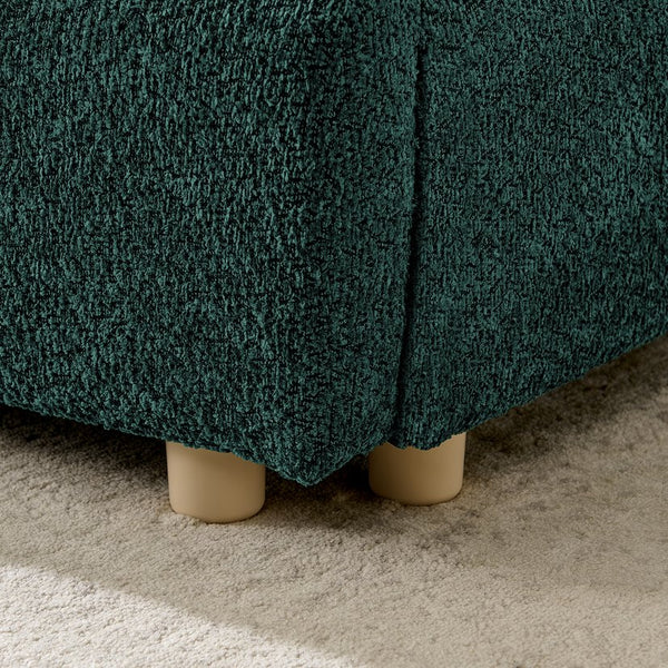 English Elm King Platform Bed Fully Upholstered in Plush Chenille with Low Profile Modern Frame Green W487S00475