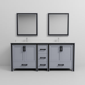 English Elm Dark Grey 80" Double Bath Vanity with Cultured Marble Top, Chrome Faucet, 30" Mirrors, Scratch-Resist Surface B2731S01145