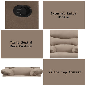 English Elm Arcadia Plush Microfiber Motion Recliner with Pillow-Top Arms, Smooth Latch Mechanism for Relaxation Light Brown 32 L x 31 W x 27 H B2726P256679