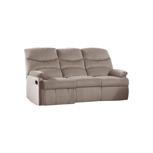 English Elm Recliner Velvet Tufted Loveseat with Manual Side Handle, Plush Arm Pillows for Ultimate Comfort and Style Light Brown 73 L x 31 W x 26 H B089P240504