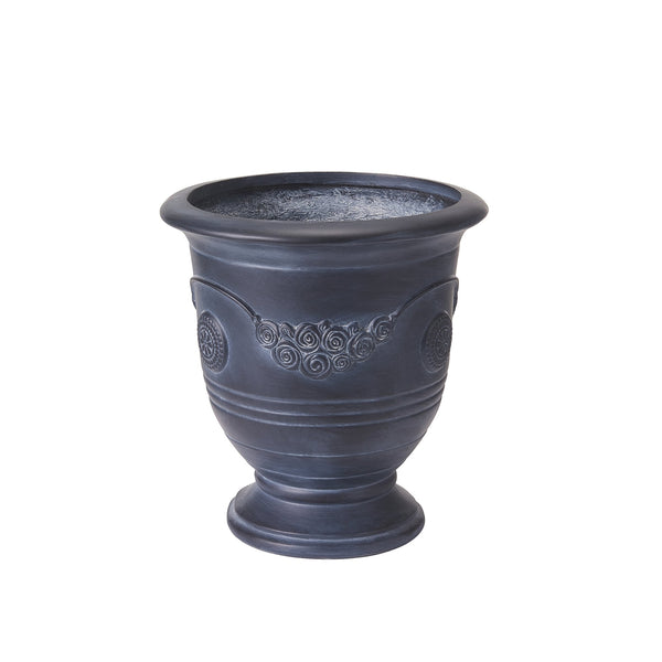 English Elm Mgo Handcrafted Urn Planter Classical Garden Accent Weathered Fiberglass Composite Outdoor Antique Black N772P411998A