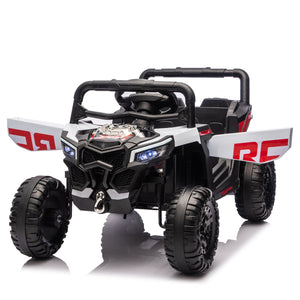 English Elm 12v Kids Electric Utv Ride on Toy with Parental Remote Swing Function and Shock Absorbers Black W1578P368160