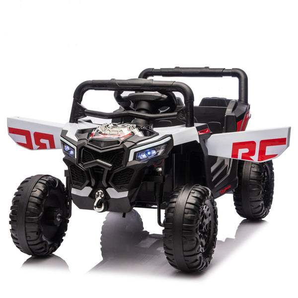 English Elm 12v Kids Electric Utv Ride on Toy with Parental Remote Swing Function and Shock Absorbers Black W1578P368160