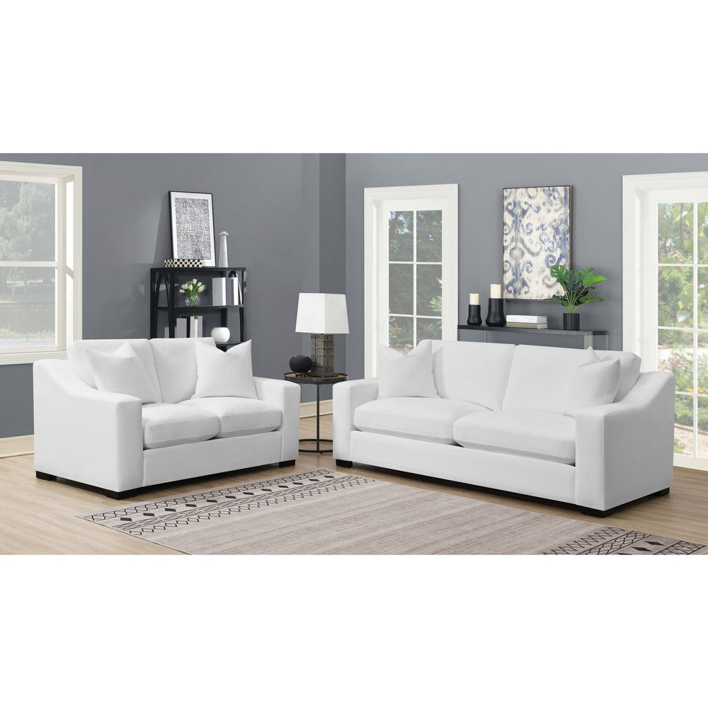 English Elm Chelan Plush Sofa and Loveseat Set with Sloped Arms for Contemporary Living Rooms B062S01791