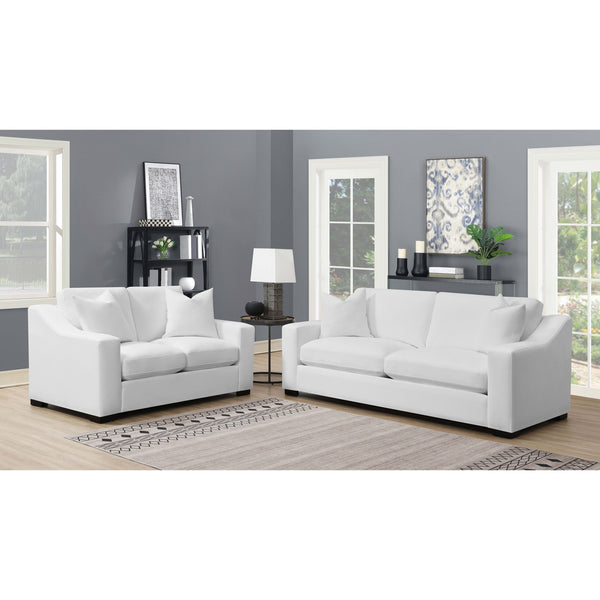 English Elm Chelan Plush Sofa and Loveseat Set with Sloped Arms for Contemporary Living Rooms B062S01791