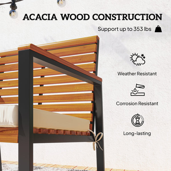 English Elm Outsunny Acacia Wood Patio Rocking Chair Set of 2 with Cushions and Armrests W2225P485614