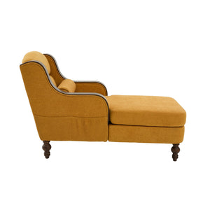 English Elm UNITED Oversized Chaise Lounge Sofa Bed with Solid Wood Arms, High-Resilience Foam, 800lb Capacity and Storage Pockets Mustard yellow W1568S00211