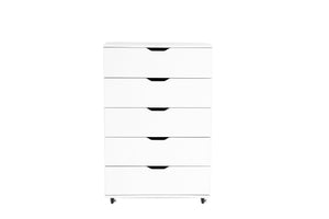 English Elm White Five Drawer Rolling Storage Cabinet with Sleek Cutout Handles for Any Room B372P407630
