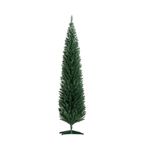 English Elm Homcom 8' Slim Pencil Christmas Tree With 618 Realistic Branch Tips – Perfect For Small Spaces! W2225P249664