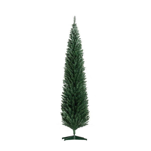 English Elm Homcom 8' Slim Pencil Christmas Tree With 618 Realistic Branch Tips – Perfect For Small Spaces! W2225P249664
