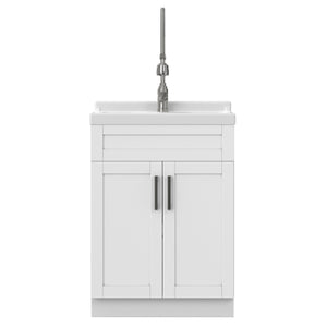 English Elm Hennessy Shaker Style Laundry Sink Cabinet with Deep Abs Basin and Nickel Hardware B136P427207