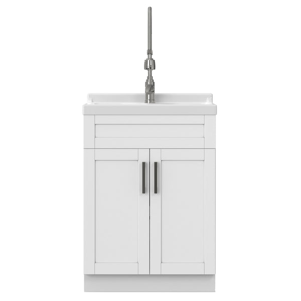 English Elm Hennessy Shaker Style Laundry Sink Cabinet with Deep Abs Basin and Nickel Hardware B136P427207