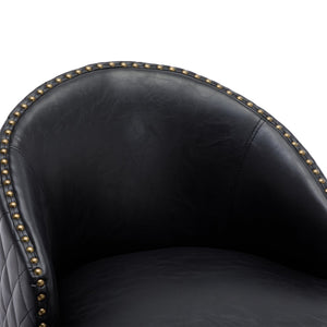 English Elm United We Win Quilted Microsuede Swivel Barstool with Wood Legs and Gold Rivet Trim Black W1568P361703