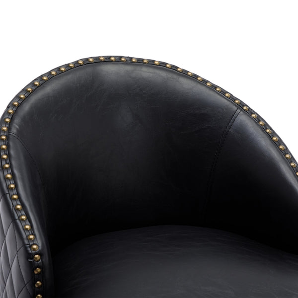English Elm United We Win Quilted Microsuede Swivel Barstool with Wood Legs and Gold Rivet Trim Black W1568P361703