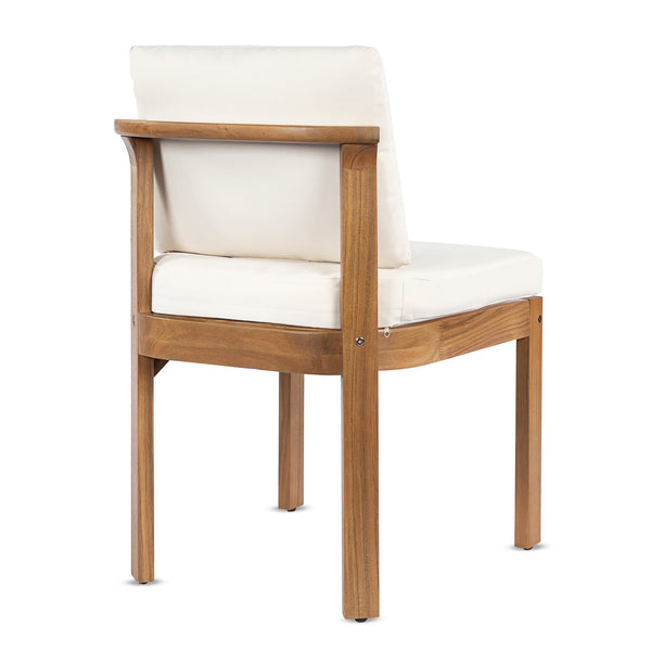 English Elm Acacia Wood Outdoor Dining Chairs Set of 2 Sculpted Patio Seating with Cushions Cream,Teak N768P373124L