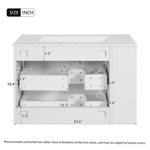 English Elm 30'' Wall Mounted Bathroom Vanity with Ceramic Sink, Floating MDF Cabinet, Soft-Close Drawers & Ample Storage White N710P334915K