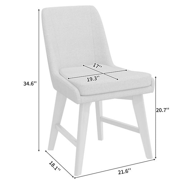 English Elm Studio Armless Linen Texture Dining Chairs with White Wash Wood Legs Set of 2 B127P495087