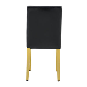 English Elm 4-piece Brown Suede Dining Chair Set with Tufted Back and Walnut Metal Legs Black+Gold W1151P361158