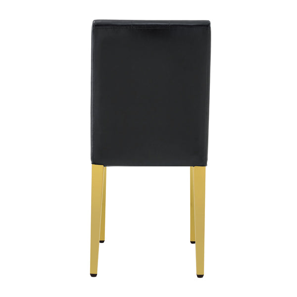 English Elm 4-piece Brown Suede Dining Chair Set with Tufted Back and Walnut Metal Legs Black+Gold W1151P361161