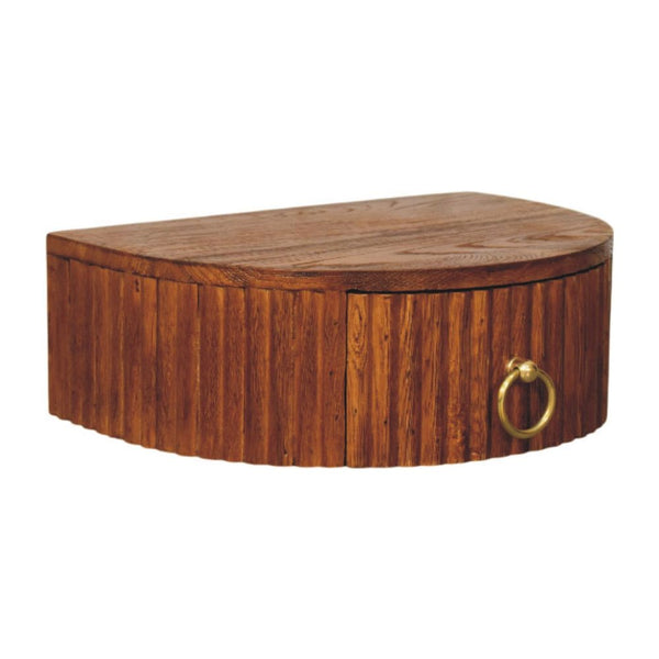 English Elm Artisan Solid Oak Wall Mounted Floating Nightstand with Ring Pull Handcrafted Finish B182P442344