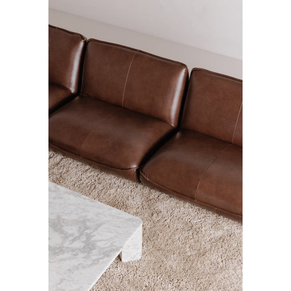 English Elm Zeppelin Top-grain Aniline Leather Corner Chair with Patina-rich Hickory Finish B2769P504212